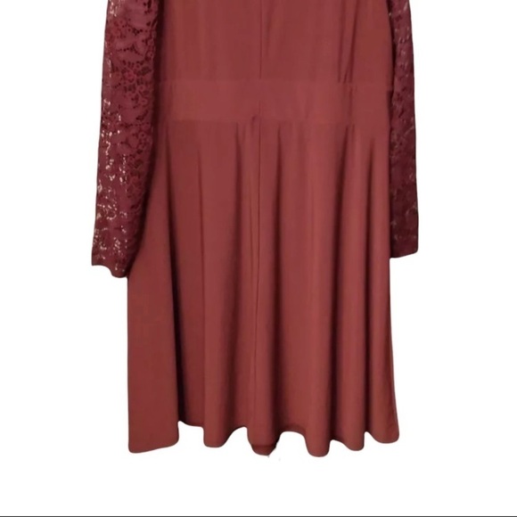Ashley Graham Women’s Plus 2X Burgundy Red Long Sleeve Dress - Picture 6 of 9